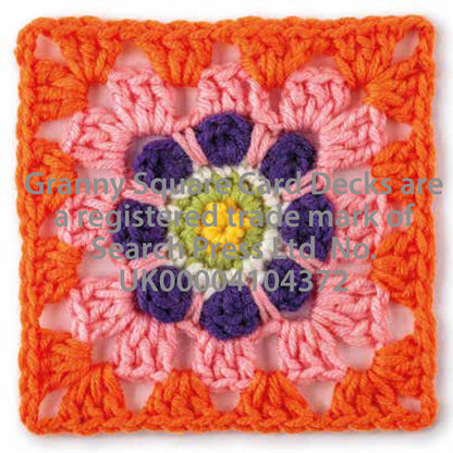 Granny Square Flowers Card Deck, 50 Colorful 4x4in Cards