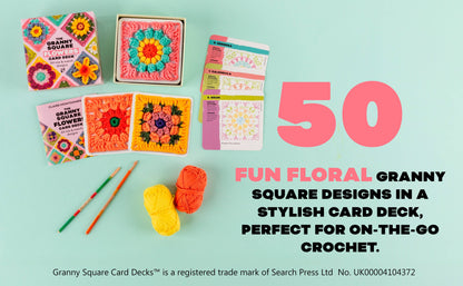 Granny Square Flowers Card Deck, 50 Colorful 4x4in Cards