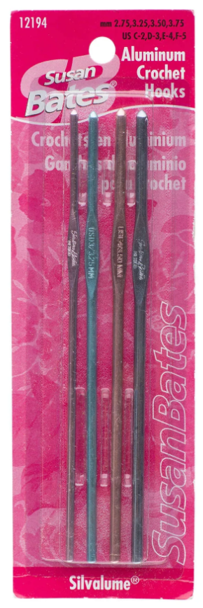 Susan Bates - Silvalume Crochet Hook Set of 4, US Sizes C-F